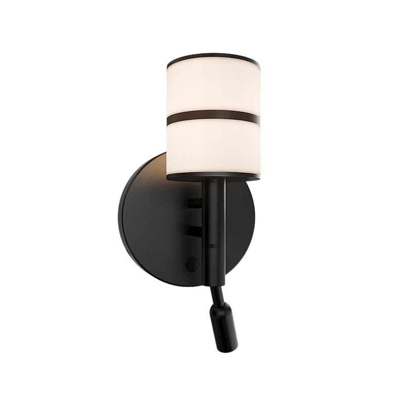 WAC Lighting Veer 1-Light LED Reading Light | Modern Black Aluminum and White Opaque Acrylic | Bedroom & Home Office Task Light | 721 | Model BL117609-BK
