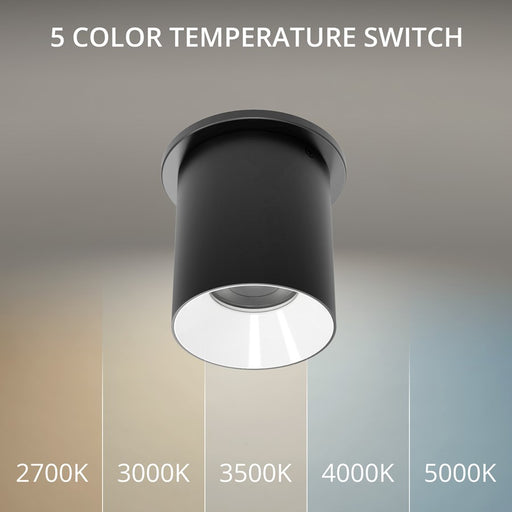 WAC Zoron 1Lt 3.5" RD Flush Mount/Flood Beam Black-White/Clear