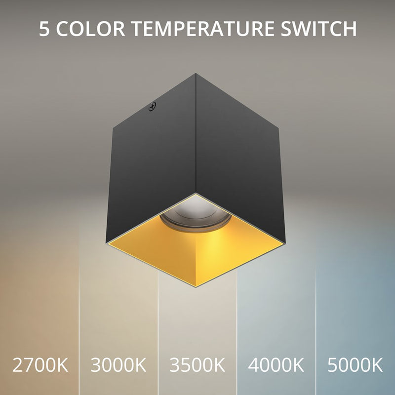 WAC Zoron 1Lt 3.5" Square 4SL Flush Mount/Flood Beam Black Gold