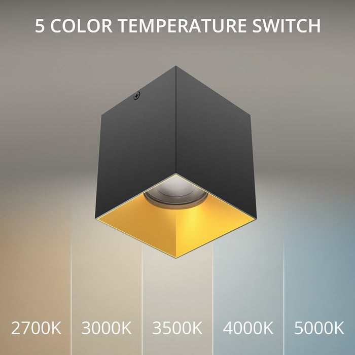 WAC Zoron 1Lt 3.5" Square 4SL Flush Mount/Flood Beam Black Gold
