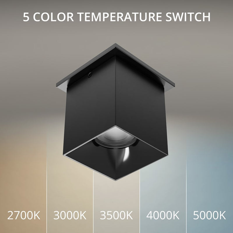 WAC Zoron 1Lt 3.5" Square Flush Mount/Flood Beam Black Black/Clear