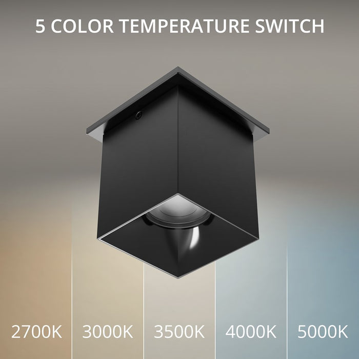 WAC Zoron 1Lt 3.5" Square Flush Mount/Flood Beam Black Black/Clear