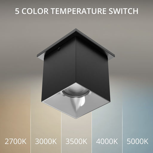 WAC Zoron 1Lt 3.5" Square Flush Mount/Flood Beam Black Chrome/Clear