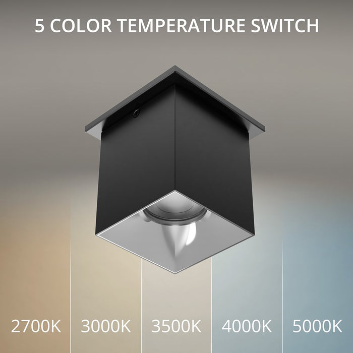 WAC Zoron 1Lt 3.5" Square Flush Mount/Flood Beam Black Chrome/Clear