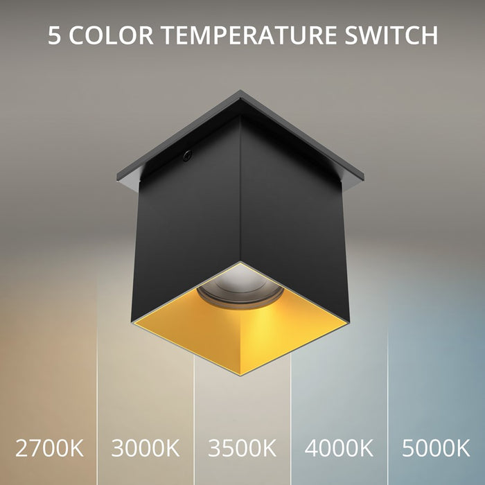 WAC Zoron 1Lt 3.5" Square Flush Mount/Narrow Beam Black Gold/Clear