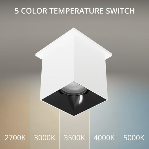 WAC Zoron 1Lt 3.5" Square Flush Mount/Narrow Beam White Black/Clear