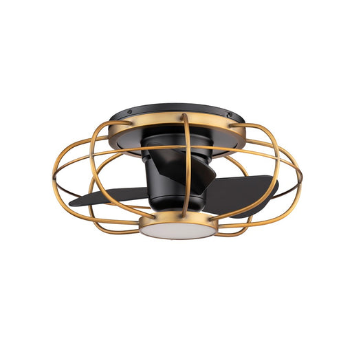 WAC Aella 3-Blade LED Caged Flush Mount Fan, Brass Black/Black