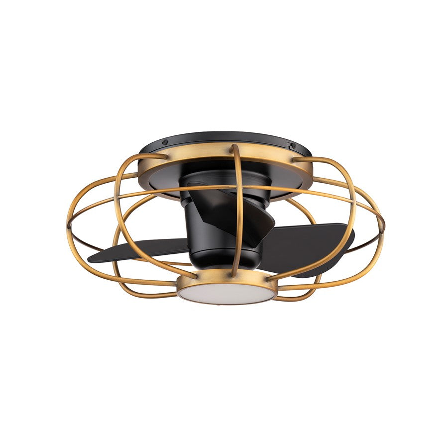 WAC Aella 3-Blade LED Caged Flush Mount Fan, Brass Black/Black