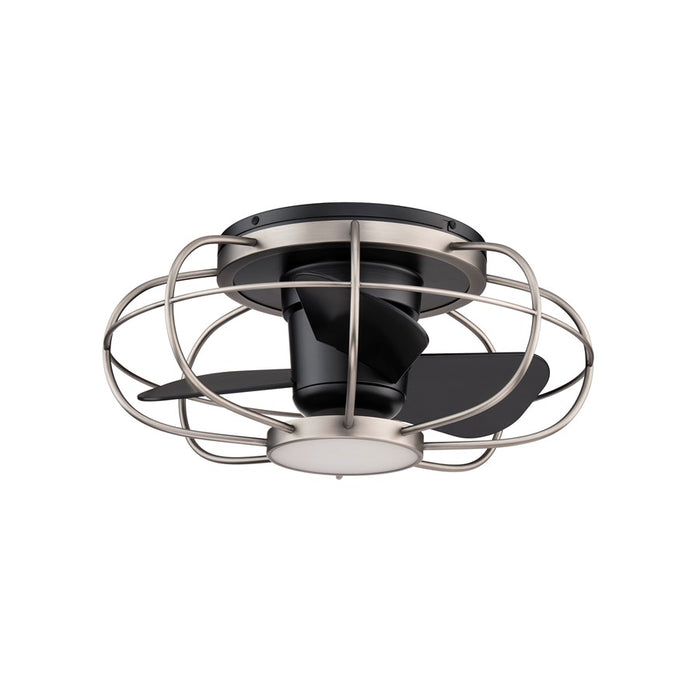 WAC Aella 3-Blade LED Caged Flush Mount Fan, Nickel Black/Black