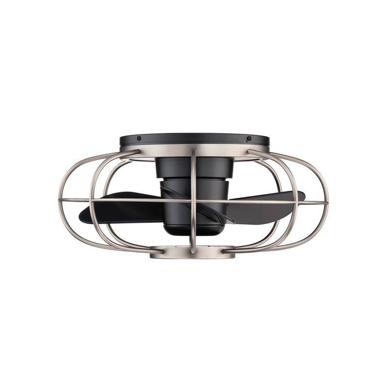 WAC Aella 3-Blade LED Caged Flush Mount Fan, Nickel Black/Black