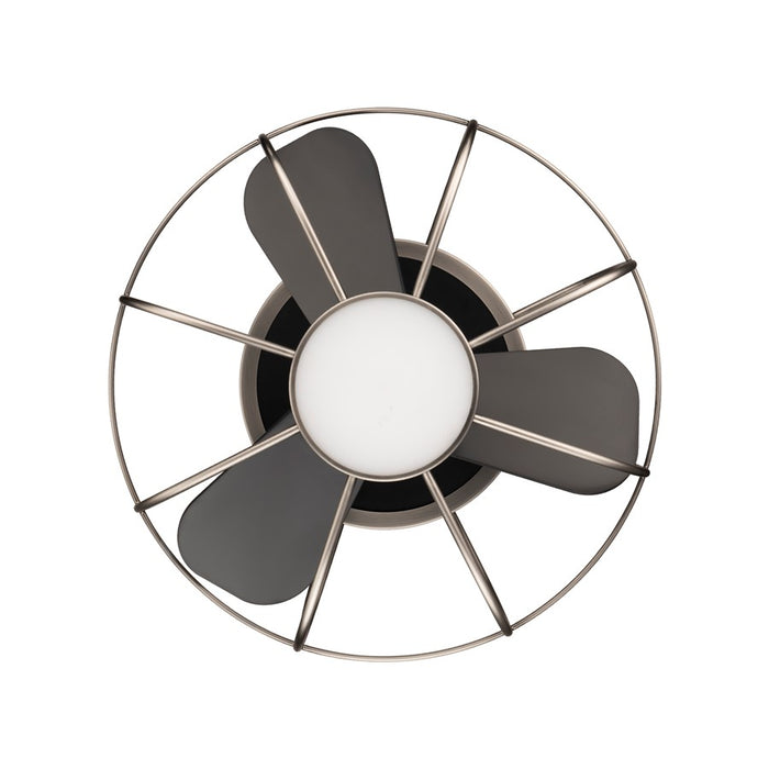 WAC Aella 3-Blade LED Caged Flush Mount Fan, Nickel Black/Black