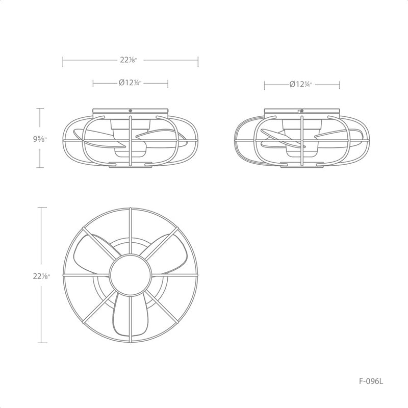 WAC Aella 3-Blade LED Caged Flush Mount Fan, Nickel Black/Black