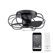 WAC Aella 3-Blade LED Caged Flush Mount Fan, Black/Black - F-096L-MB