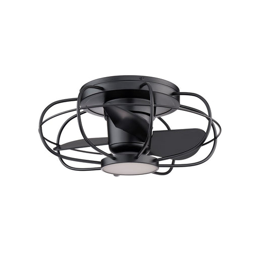 WAC Aella 3-Blade LED Caged Flush Mount Fan, Black/Black