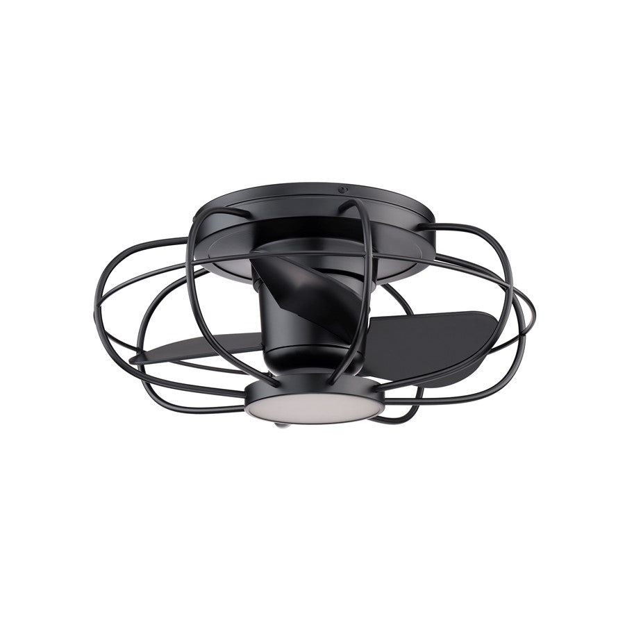 WAC Aella 3-Blade LED Caged Flush Mount Fan, Black/Black