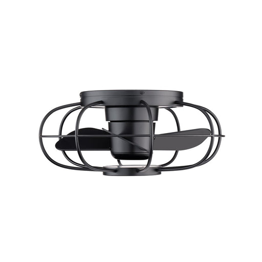 WAC Aella 3-Blade LED Caged Flush Mount Fan, Black/Black