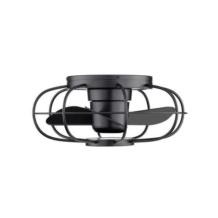 WAC Aella 3-Blade LED Caged Flush Mount Fan, Black/Black