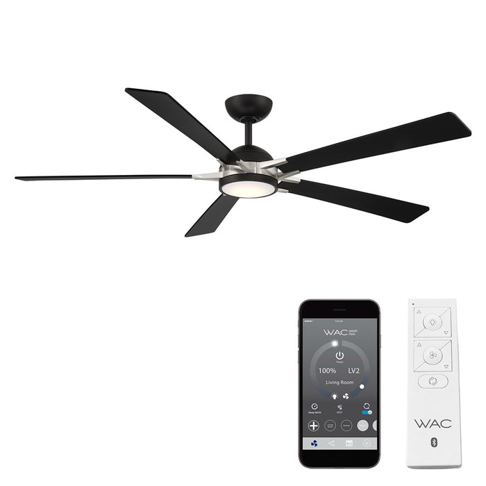 WAC Lighting Rotary 5-Blade LED Ceiling Fan, Black Nickel/Black - F-099L-MB-BN