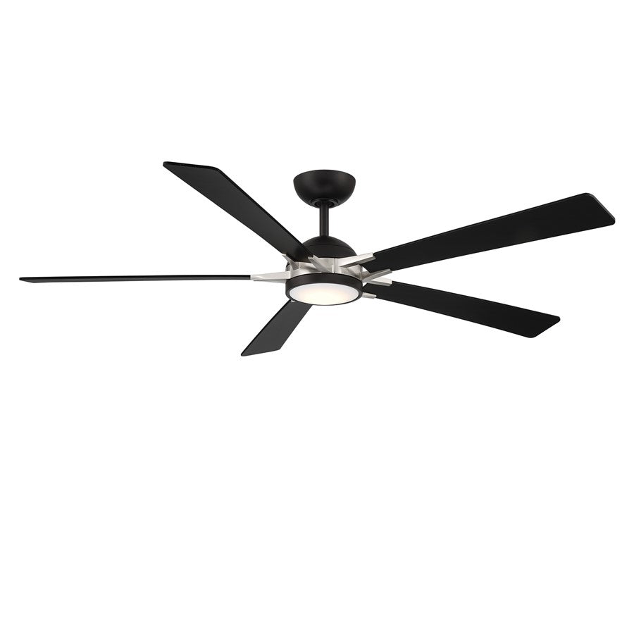 WAC Lighting Rotary 5-Blade LED Ceiling Fan, Black Nickel/Black