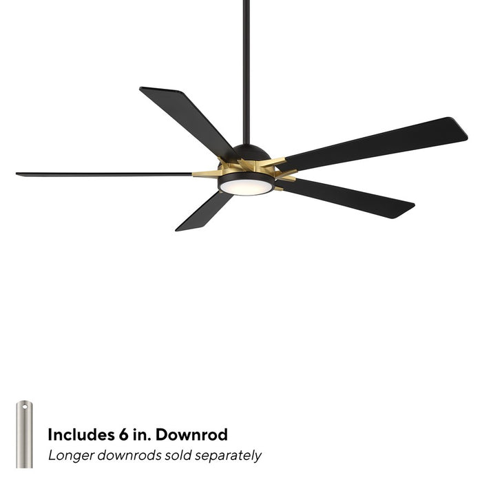 WAC Lighting Rotary 5-Blade LED Ceiling Fan, Black Brass/Black