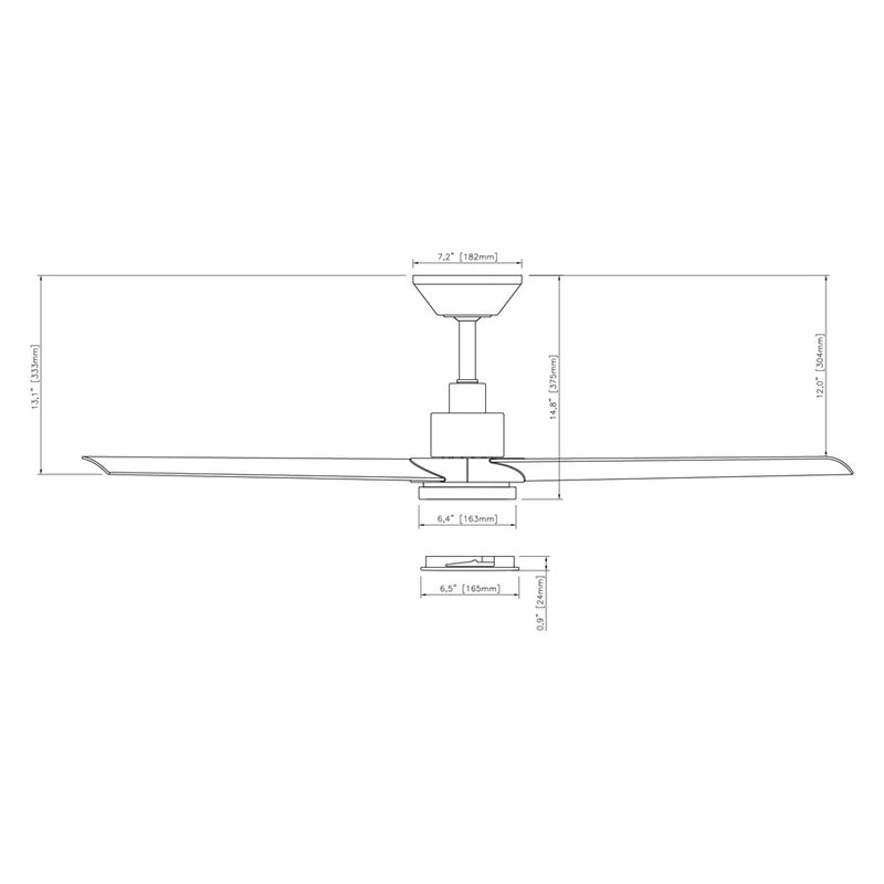 WAC Flair 3 Blade 56" Smart Ceiling Fan, Matte Black/White