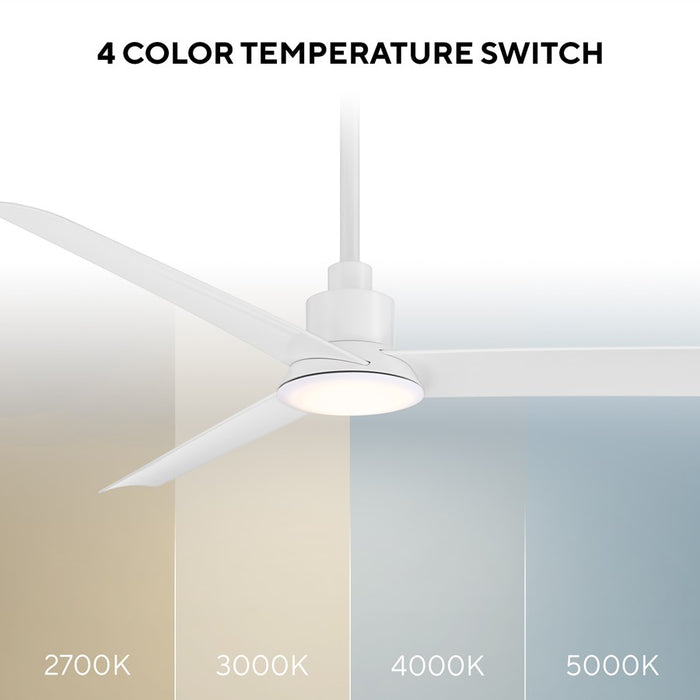 WAC Flair 3 Blade 56" Smart Ceiling Fan, Matte White/White