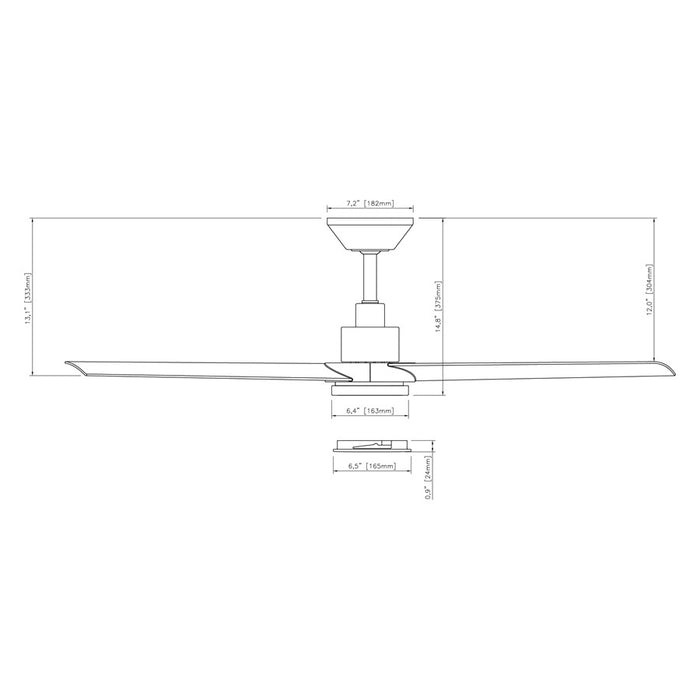WAC Flair 3 Blade 56" Smart Ceiling Fan, Matte White/White