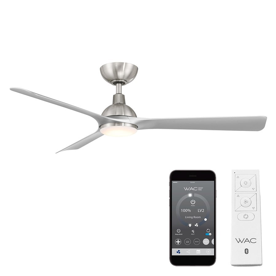 WAC Gage 3 Blade 52" LED Smart Ceiling Fan, Nickel Silver/Silver - F-104L-BN-SL