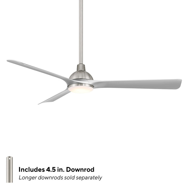 WAC Gage 3 Blade 52" LED Smart Ceiling Fan, Nickel Silver/Silver