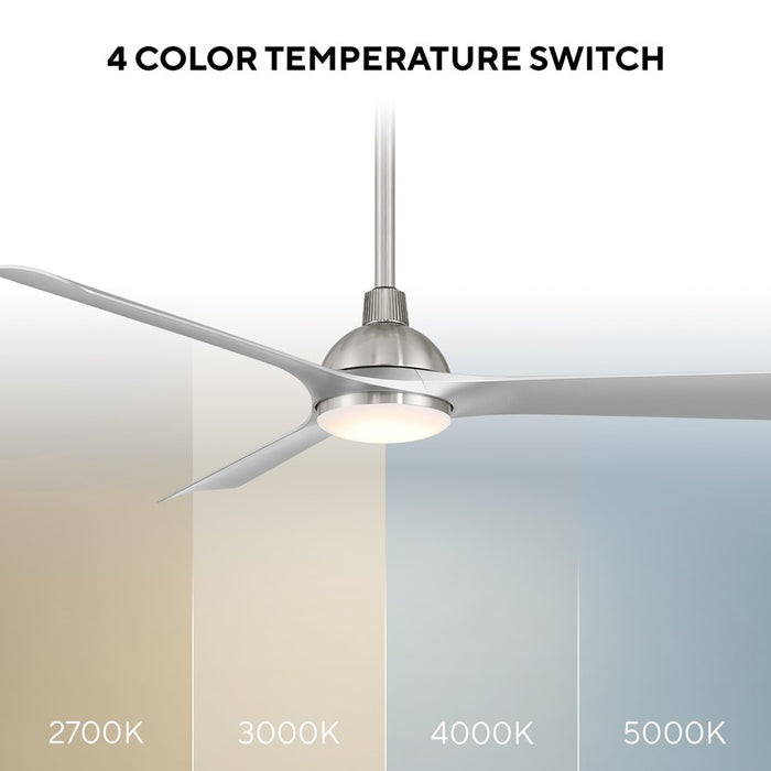 WAC Gage 3 Blade 52" LED Smart Ceiling Fan, Nickel Silver/Silver