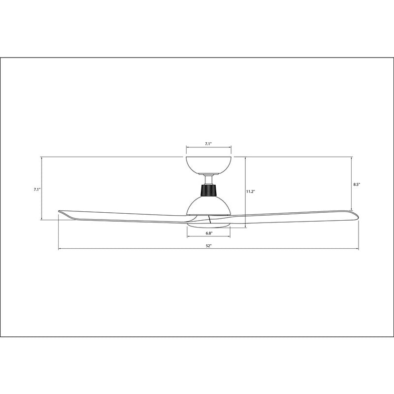 WAC Gage 3 Blade 52" LED Smart Ceiling Fan, Nickel Silver/Silver