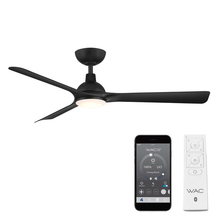 WAC Gage 3 Blade 52" LED Smart Ceiling Fan, Matte Black/Black - F-104L-MB