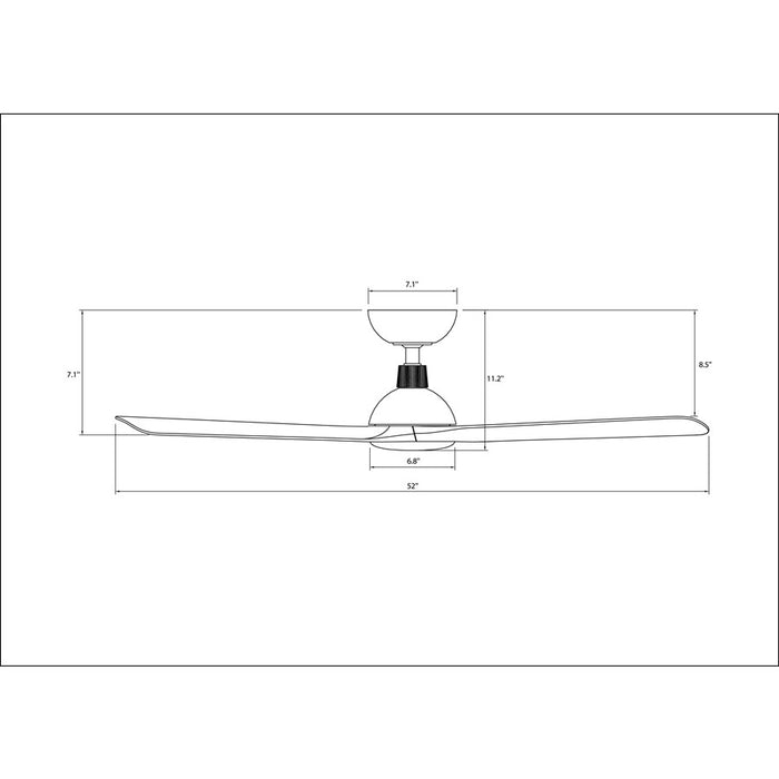 WAC Gage 3 Blade 52" LED Smart Ceiling Fan, Matte Black/Black