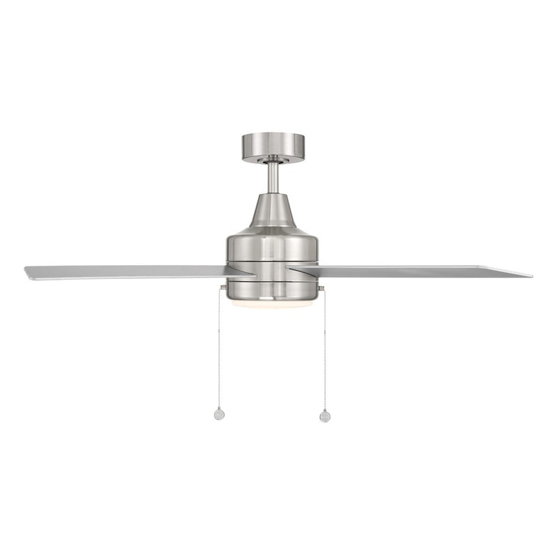 WAC Quade 4 Blade 52" Pull Chain Ceiling Fan, Nickel/Titanium Silver