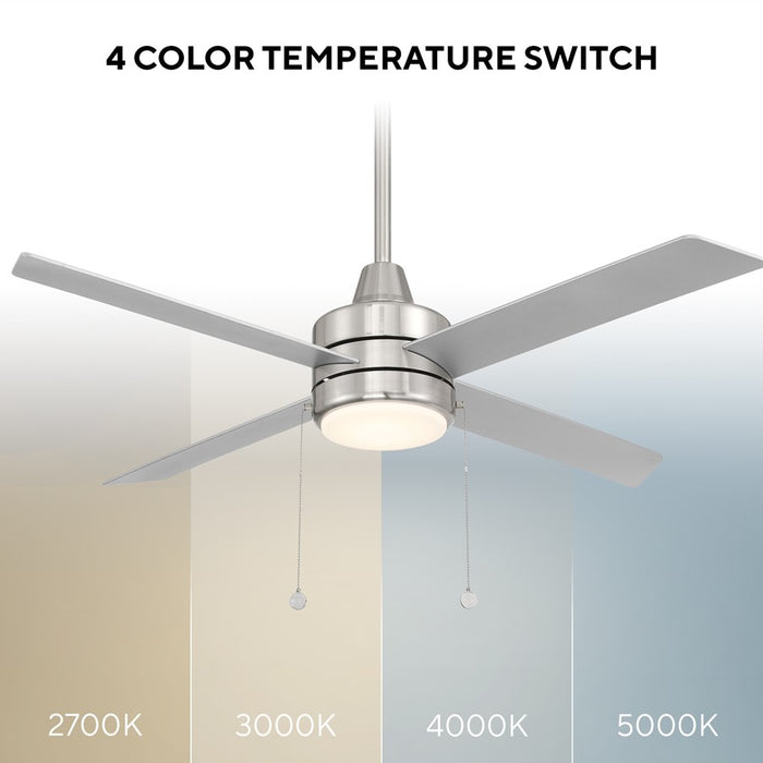 WAC Quade 4 Blade 52" Pull Chain Ceiling Fan, Nickel/Titanium Silver