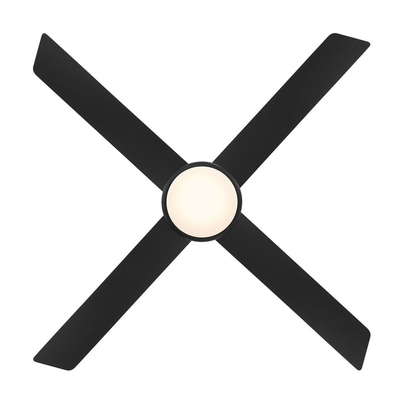 WAC Quade 4 Blade 52" Pull Chain Ceiling Fan, Matte Black/Black