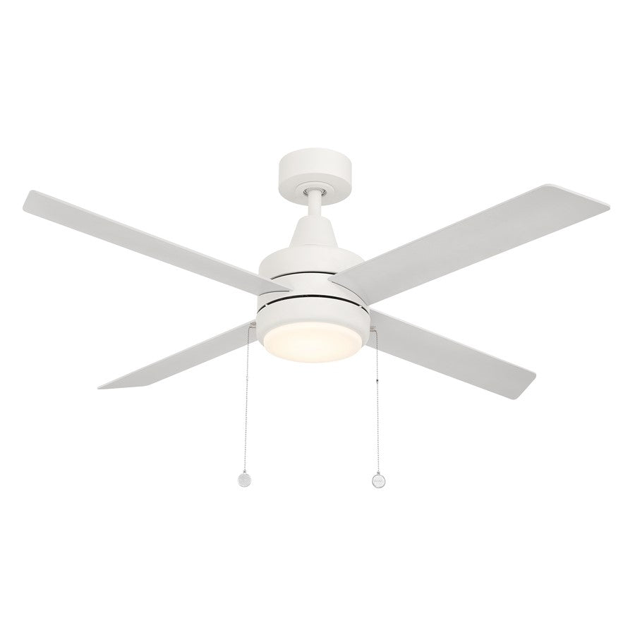 WAC Quade 4 Blade 52" Pull Chain Ceiling Fan, Matte White/White - F-106L-MW