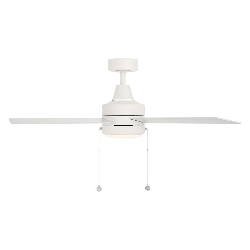 WAC Quade 4 Blade 52" Pull Chain Ceiling Fan, Matte White/White