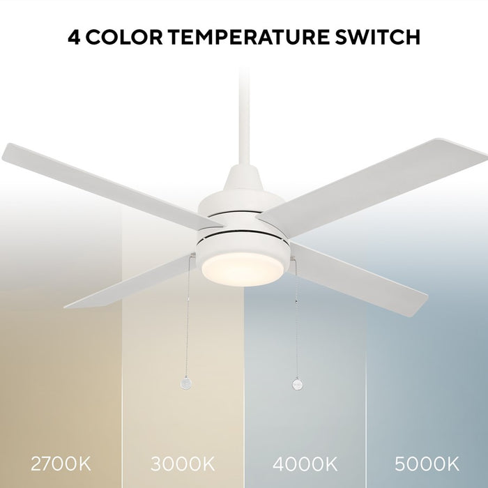 WAC Quade 4 Blade 52" Pull Chain Ceiling Fan, Matte White/White