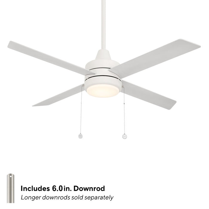 WAC Quade 4 Blade 52" Pull Chain Ceiling Fan, Matte White/White