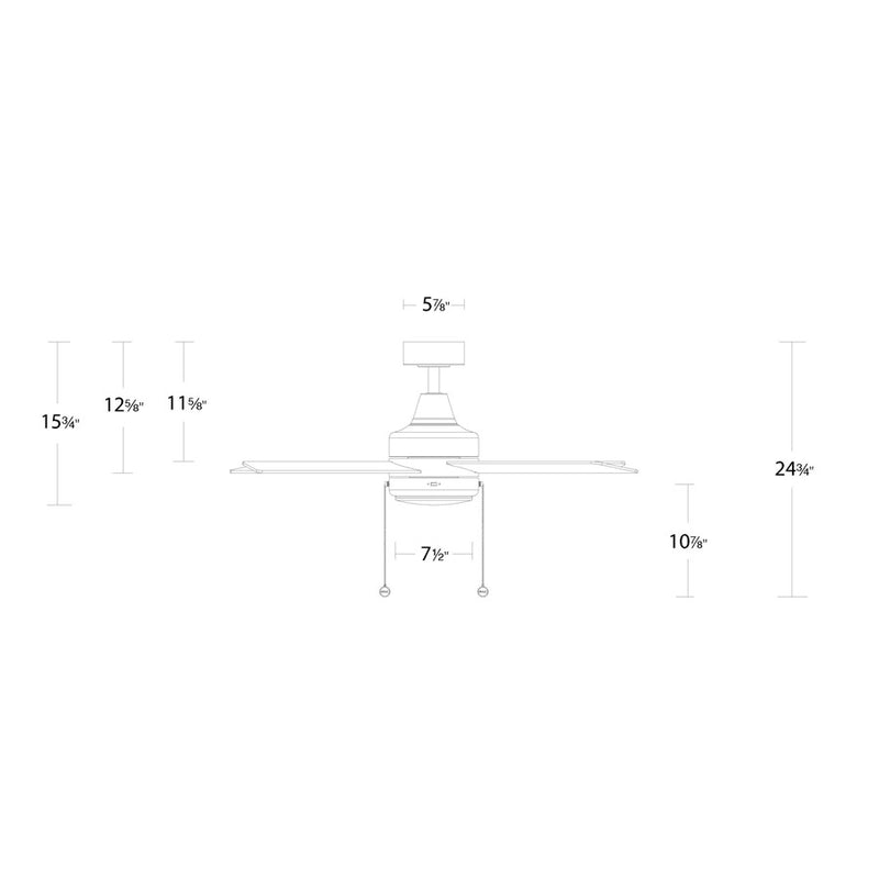 WAC Quade 4 Blade 52" Pull Chain Ceiling Fan, Matte White/White