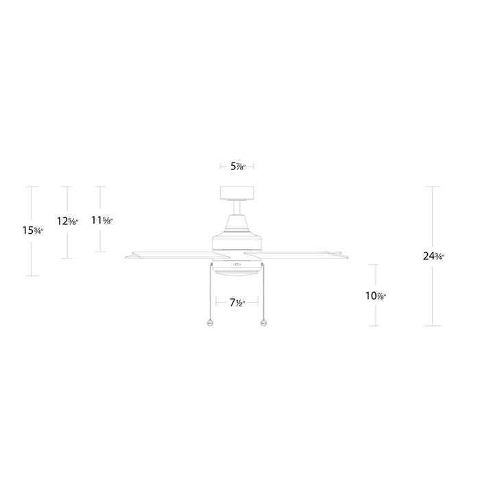 WAC Quade 4 Blade 52" Pull Chain Ceiling Fan, Matte White/White