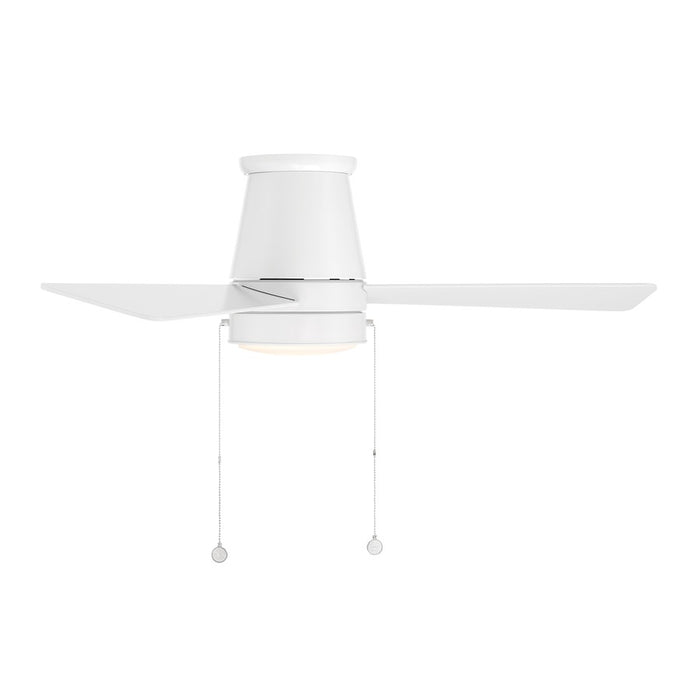 WAC Hug 3 Blade 44" Pull Chain Flush Mount Ceiling Fan, White/White