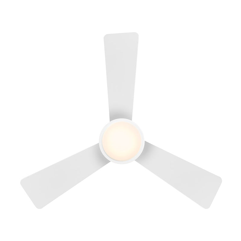 WAC Hug 3 Blade 44" Pull Chain Flush Mount Ceiling Fan, White/White