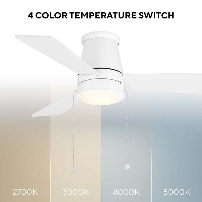 WAC Hug 3 Blade 44" Pull Chain Flush Mount Ceiling Fan, White/White