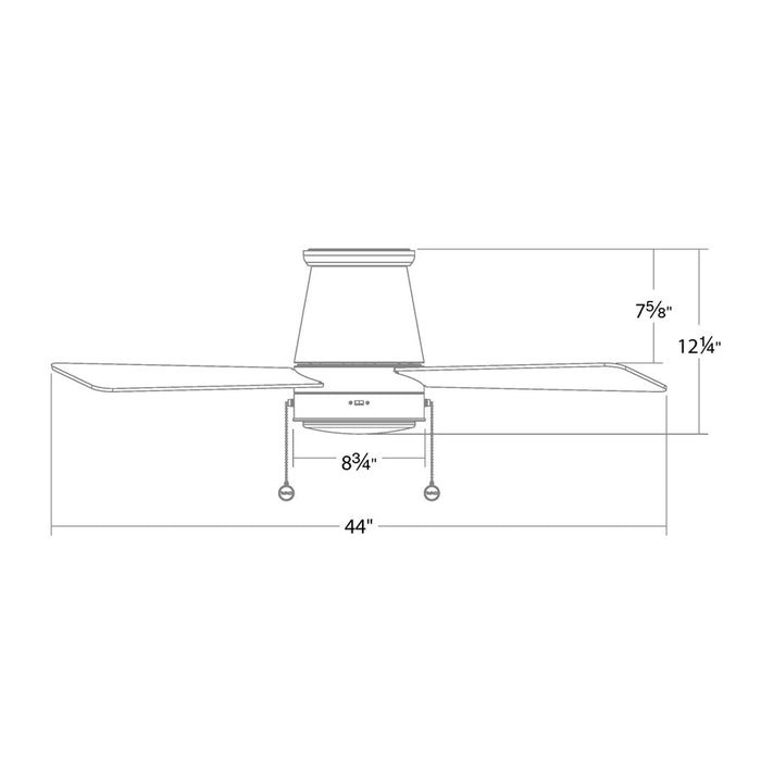 WAC Hug 3 Blade 44" Pull Chain Flush Mount Ceiling Fan, White/White