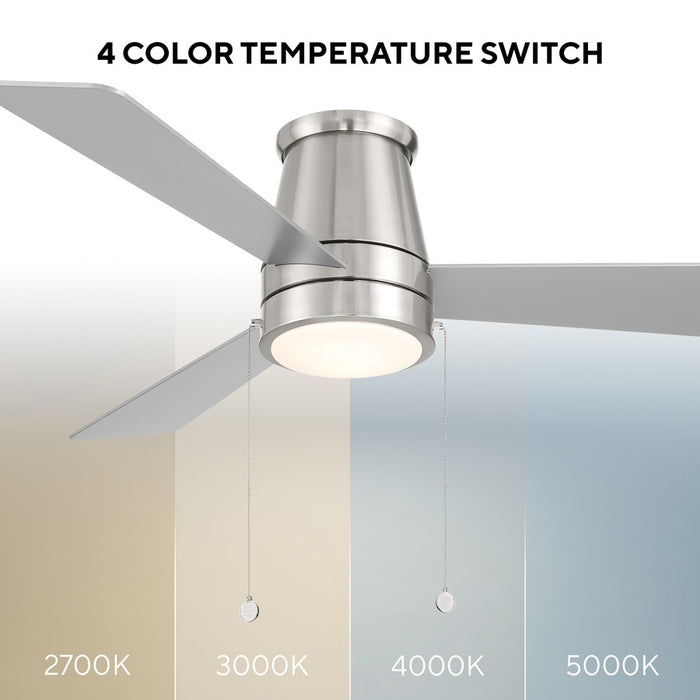 WAC Hug 3 Bld 52" Pull Chain Flush Mount Fan, Nickel/Titanium Silver