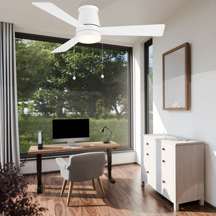 WAC Hug 3 Bld 52" Pull Chain Flush Mount Fan, Nickel/Titanium Silver