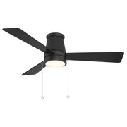 WAC Hug 3 Blade 52" Pull Chain Flush Mount Ceiling Fan, Black/Black - F-108L-MB