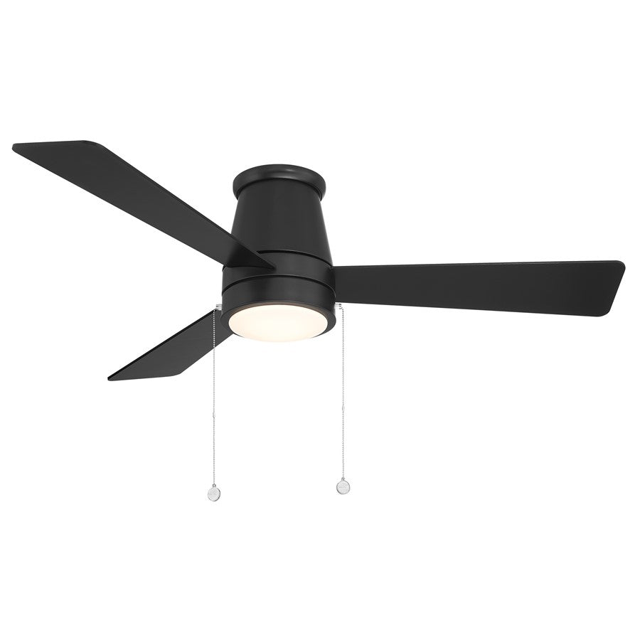 WAC Hug 3 Blade 52" Pull Chain Flush Mount Ceiling Fan, Black/Black - F-108L-MB